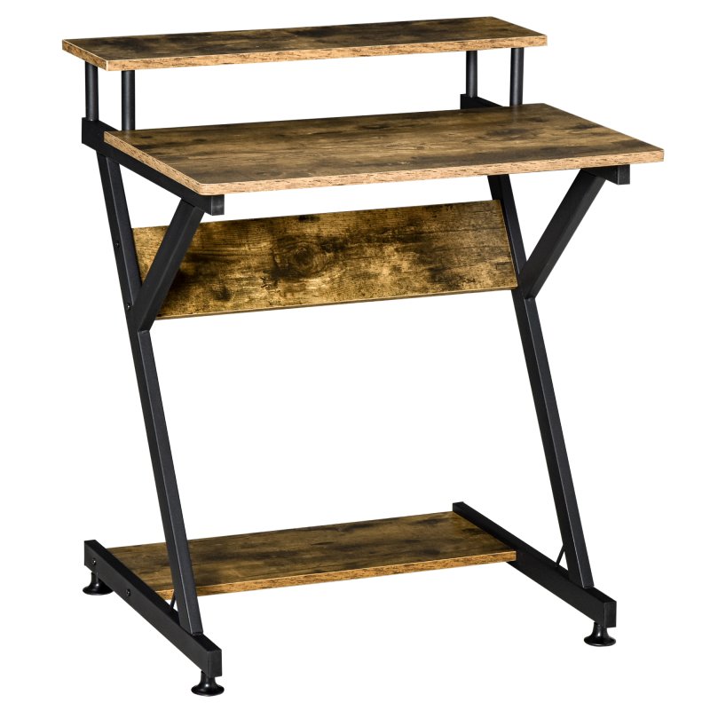 HOMCOM Industrial Computer Desk with Monitor Stand, 70 x 60cm Compact Desk for Small Spaces, Home Office Desk