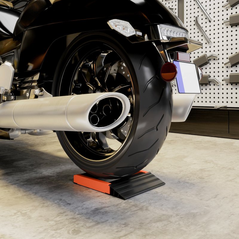 HOMCOM Motorcycle Wheel Cleaning Roller Stand with Aluminium Alloy Frame and Rollers, Motorcycle Maintenance Stand for Tyre Cleaning and Chain Lubrication, Fit Tyre Width < 180mm, Bikes < 500lb, Black
