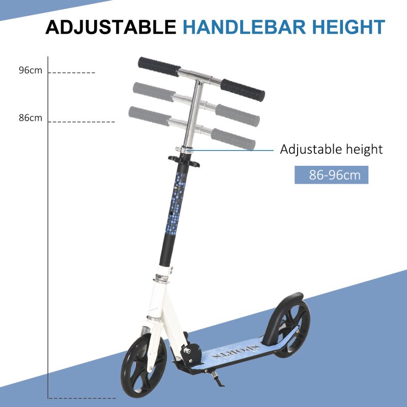 HOMCOM Kids Scooter, 2 Wheel Foldable Stunt Scooter with Adjustable Handles for 6 Years+, White