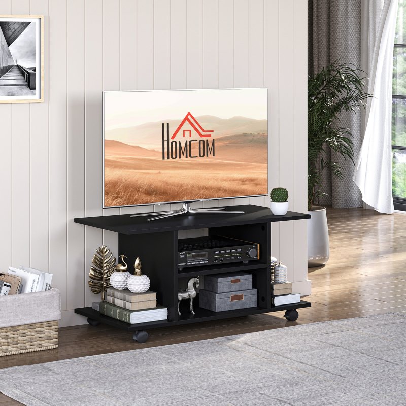 HOMCOM Modern TV Cabinet Stand Storage Shelves Table Mobile Bedroom Furniture Bookshelf Bookcase 