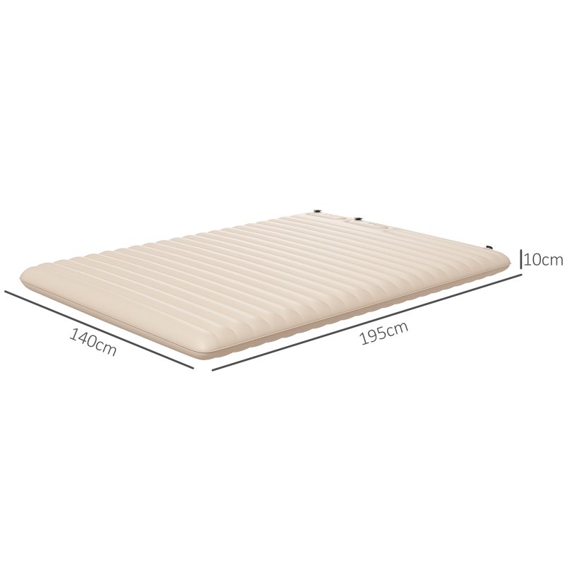 Outsunny Double Air Bed with Foot Pump and Carry Bag, Inflatable Mattress for Guest, Camping, Travel, 195 x 140 x 10cm, White