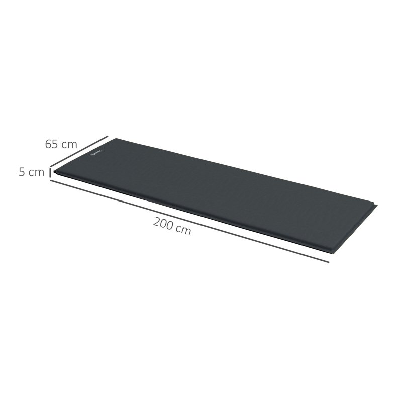 Outsunny Self-Inflating Camping Mat Sleeping Pad, 5cm Thick Single Air Mattress with Carry Bag for Hiking, Camping, Travel, 200 x 65cm, Grey