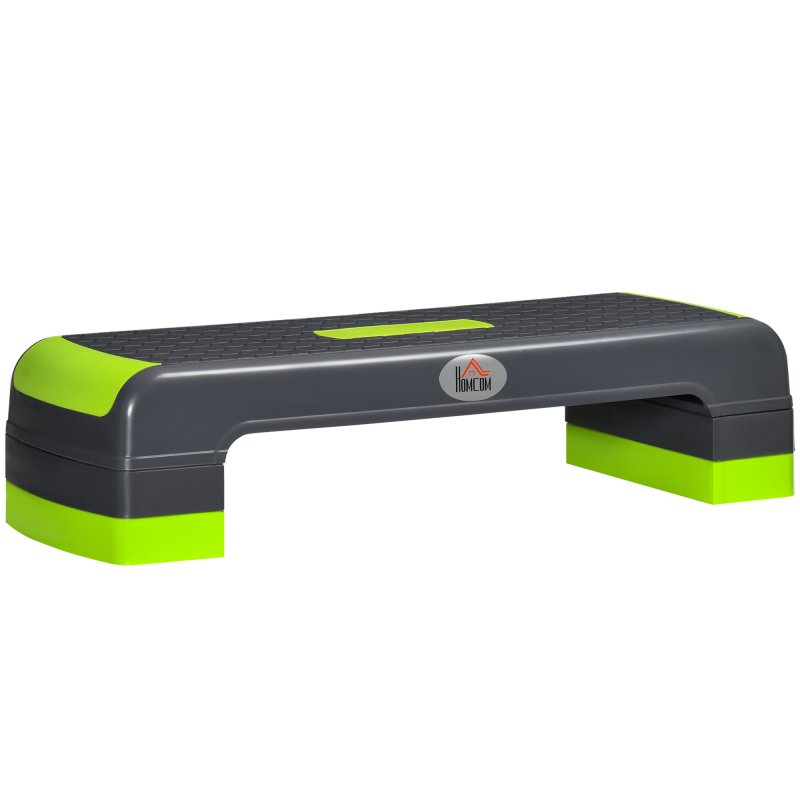 HOMCOM Aerobic Step, 10cm, 15cm & 20cm Height Adjustable Exercise Stepper for Exercise Workout, Nonslip Step Board Great for Home & Office, Grey and Green