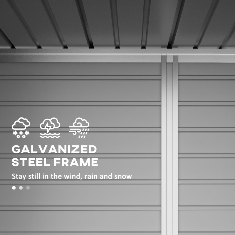 Outsunny 8 x 4FT Garden Shed, Galvanised Metal Shed, Easy to Assemble, Outdoor Tool Storage Shed with Pent Roof, Lockable Door and 2 Vents, Grey