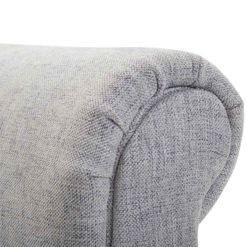 HOMCOM Bed End Bench, Window Seat, Linen Chaise Lounge Sofa with Arm and Wooden Legs for Bedroom, Living Room, Grey