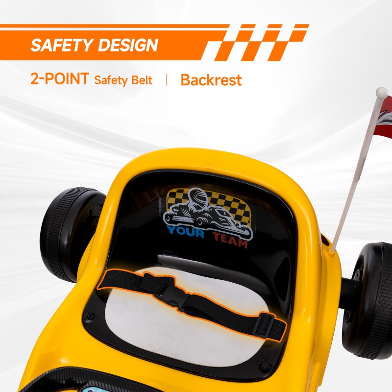 AIYAPLAY Electric Go Kart, 6V Battery Powered Kids Go Kart with Music, Light, Horn, Kids, Ride on Car for 3-5 Years, Yellow