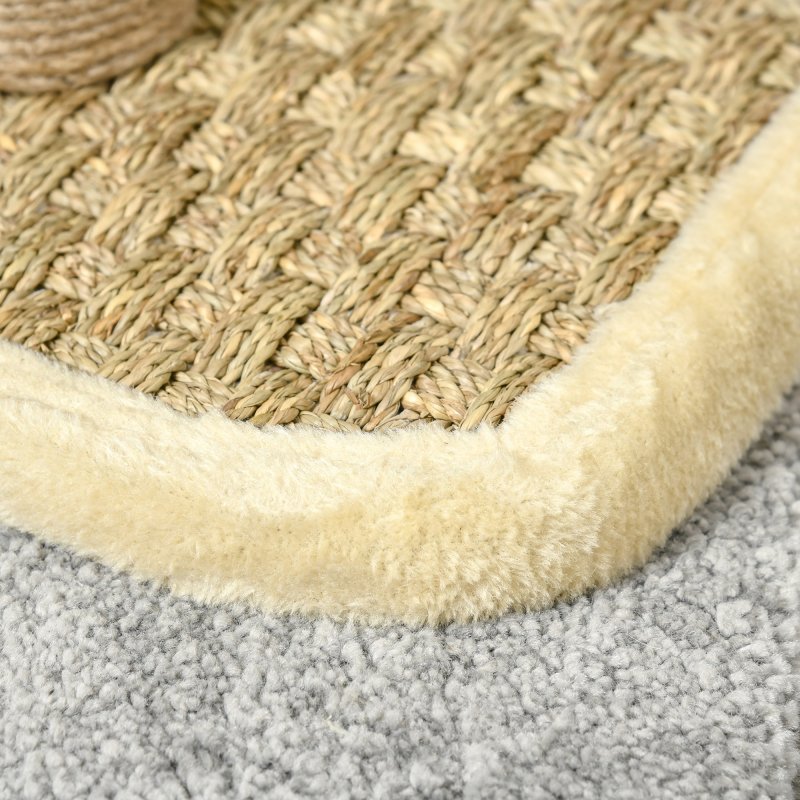 PawHut 56cm Small Cat Tree for Indoor Cats with Scratching Post, Kitten Tower with Tunnel, Toy Ball, Cushion - Beige