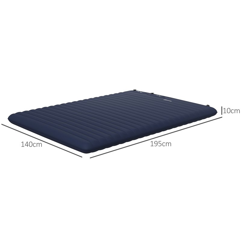 Outsunny Double Air Bed with Foot Pump and Carry Bag, Inflatable Mattress for Guest, Camping, Travel, 195 x 140 x 10cm, Blue