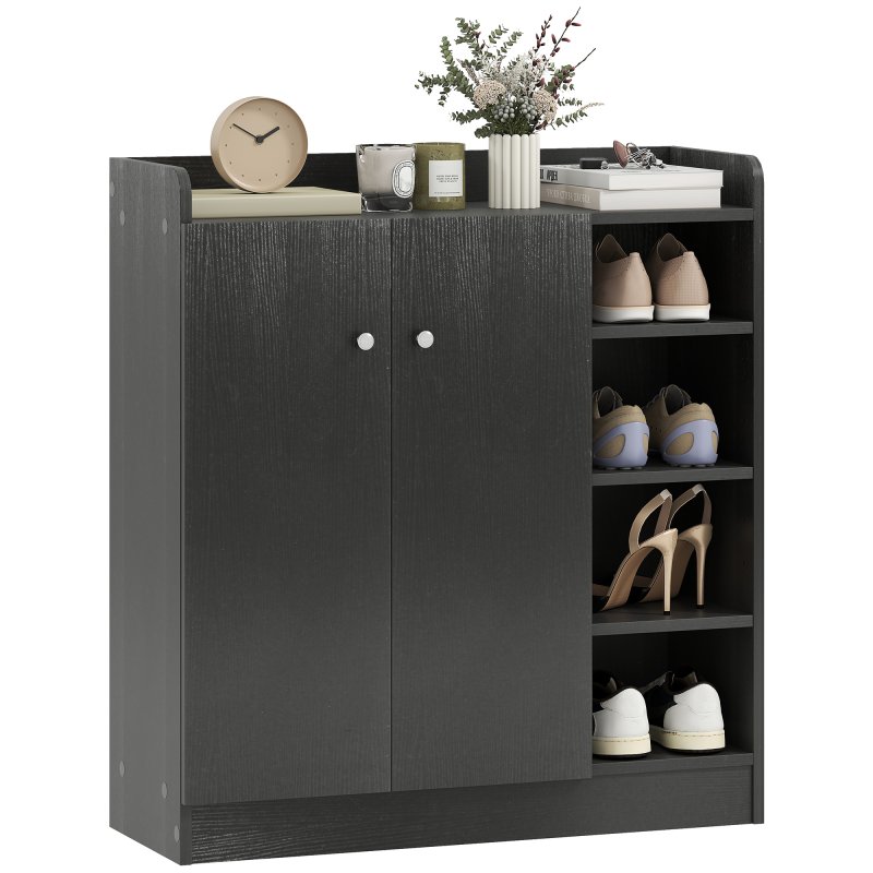 HOMCOM Shoe Storage Cabinet Two Doors w/ Adjustable 4 Shelves Cupboard Footwear Rack Stand Organiser Hallway 
