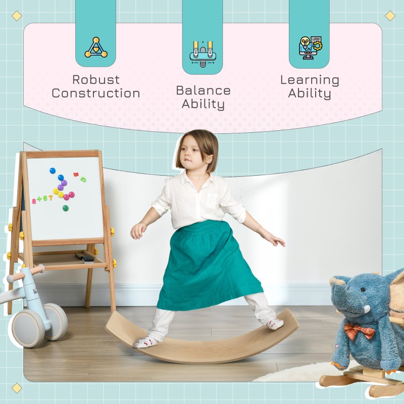 AIYAPLAY Balance Board Kids, Wooden Wobble Board for Children, Sensory Play Equipment for 3-8 Years Old, Natural Tone