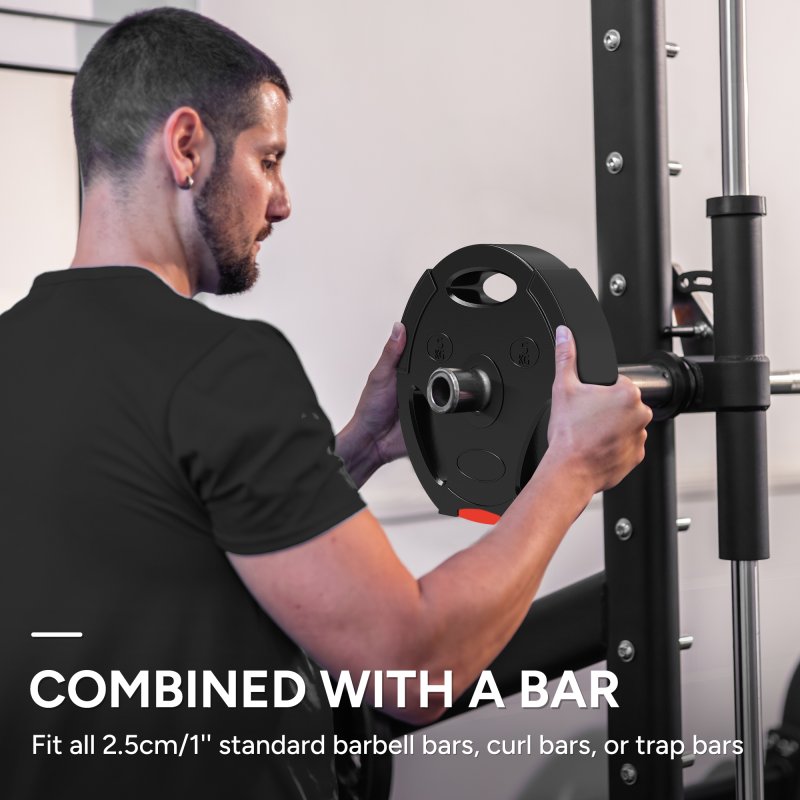 SPORTNOW Olympic Weight Plates Set, Barbell Plates Disc with 1" Holes, for Home Gym, Weight Lifting Strength Training, 2 x 10kg, 2 x 5kg, Black
