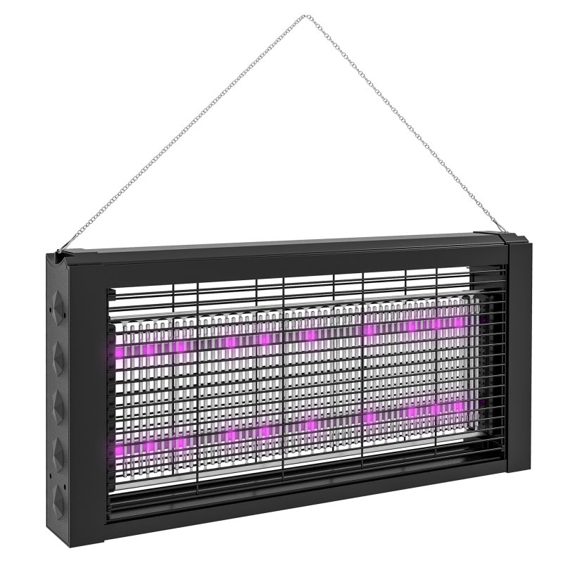 HOMCOM Powerful Fly Zapper with Infrared Light, Hanging/ Freestanding 8W Insect Mosquito Bug Zapper, Fly Killer for Indoor Use, Black