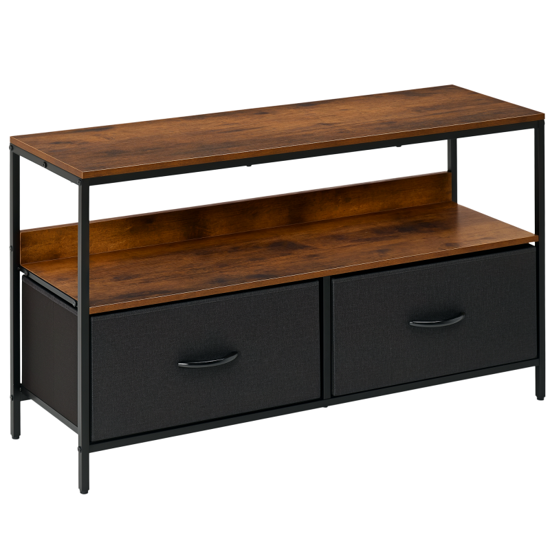 HOMCOM TV Stand Cabinet up to 47-inch, TV Unit with 2 Foldable Linen Drawers, Open Shelf for Living Room, Bedroom, Entertainment Room