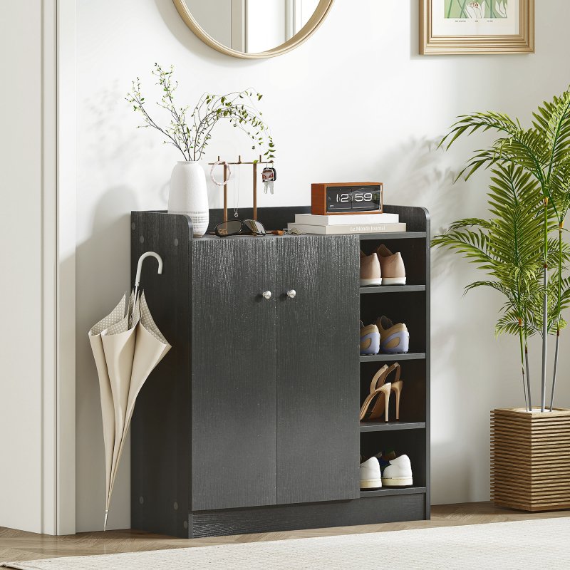HOMCOM Shoe Storage Cabinet Two Doors w/ Adjustable 4 Shelves Cupboard Footwear Rack Stand Organiser Hallway 