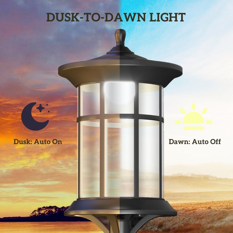 Outsunny 2 Pack 1.8m Garden Lamp Post Lights, LED Outdoor Solar Post Lights, Waterproof IP44 for Patio, Garden, Pathway, Cool White