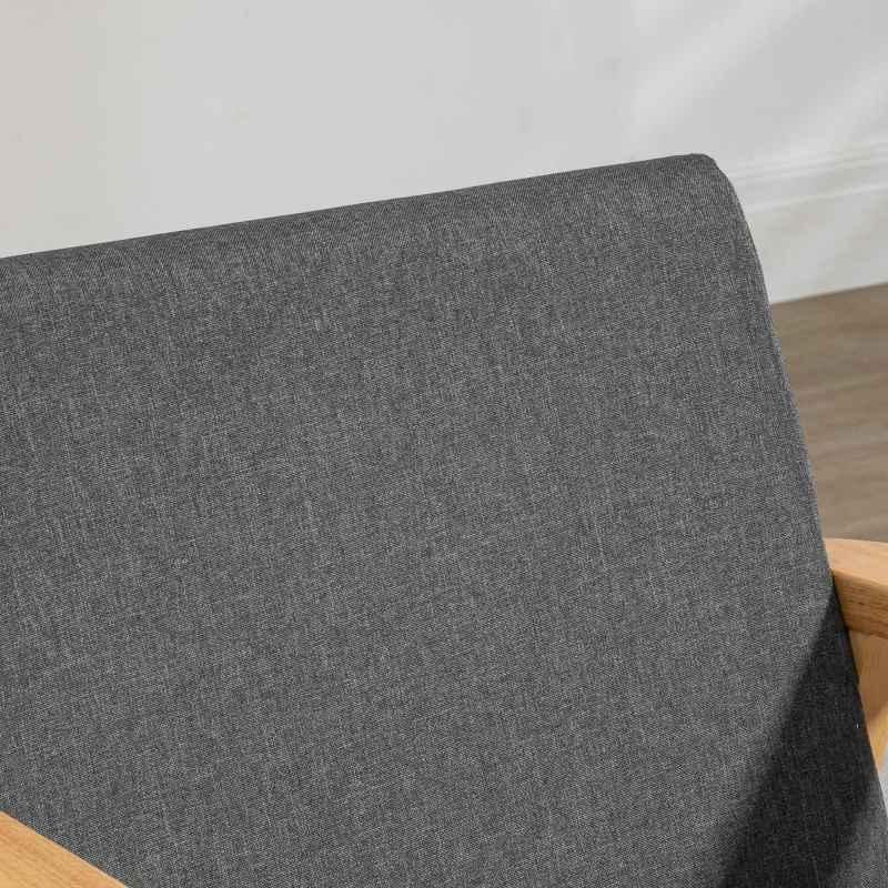 HOMCOM Accent Armchair, Living Room Chair, Wooden Upholstered Single Lounge Chair with Rubber Wood Legs and Padded Seat , Leisure Sofa Chair for Bedroom Office, Dark Grey