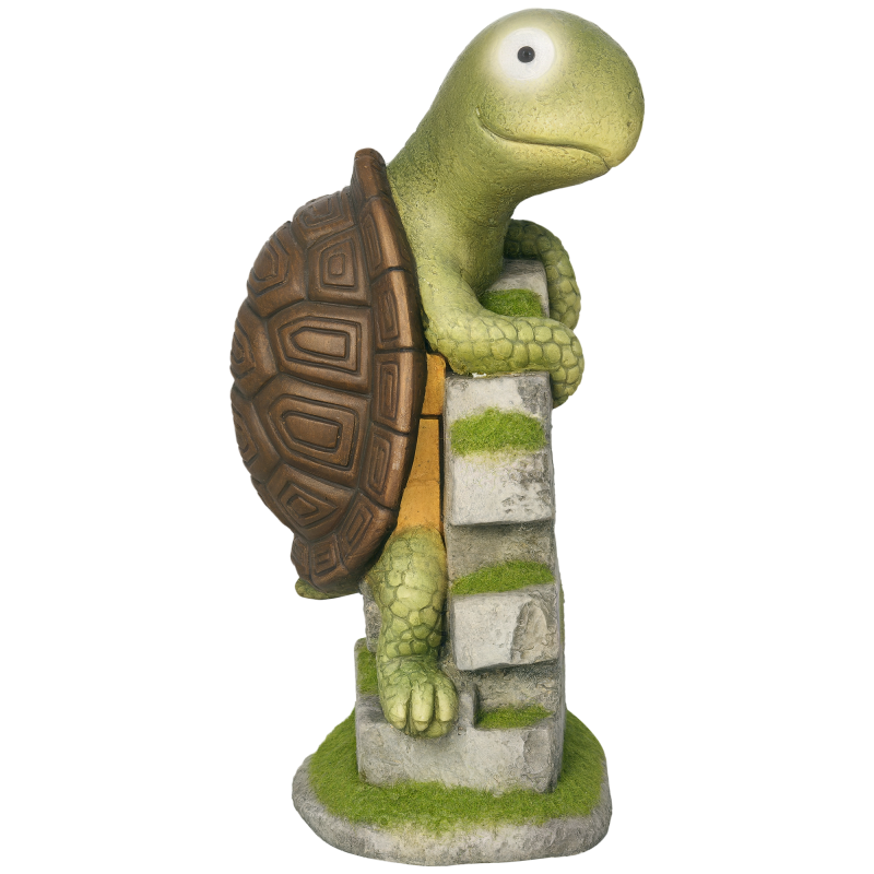 Outsunny Vivid Tortoise Art Sculpture with Solar LED Light, Colourful Garden Statue, Outdoor Ornament Home Decoration for Porch, Deck, Grass