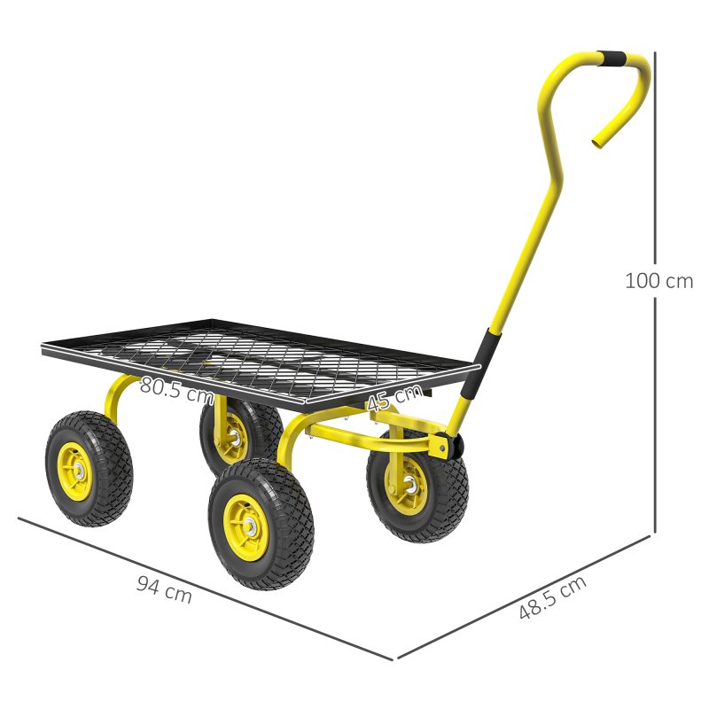 Outsunny Garden Trolley Cart, Heavy Duty Garden Cart with Metal Frame, 10