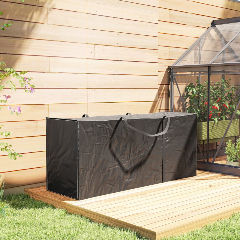 Outsunny 720 L Outdoor Garden Cushion Storage Bag, Heavy Duty 600D Oxford Fabric Waterproof Garden Furniture Cushion Storage Bag with 2-Way Zip for Tent, Christmas Tree, 175 x 55 x 75 cm, Black