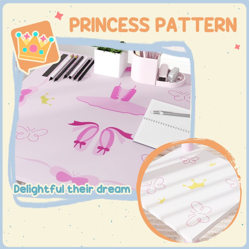 AIYAPLAY Toddler Table and Chair Set, Princess Design Kids Table and 2 Chairs Set, for Activities, Art, Drawing, for Playroom, Nursery, Pink