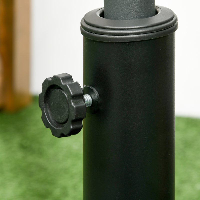 Outsunny 19kg Resin Garden Parasol Base Holder, Square Outdoor Market Umbrella Stand Weight for Poles of 32mm, 38mm, and 48mm, Black