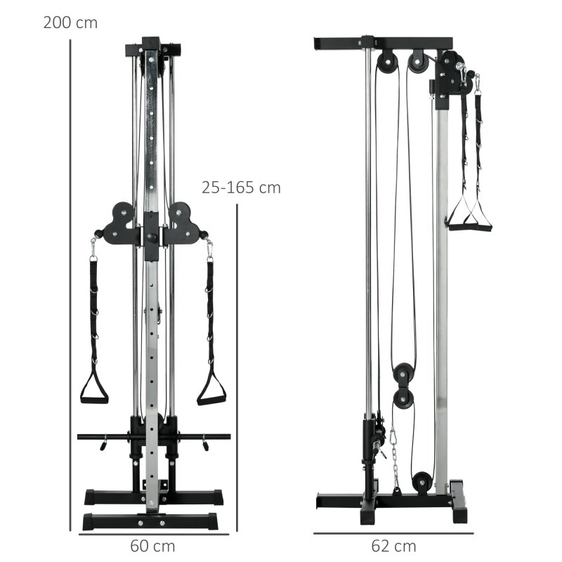SPORTNOW Wall Mount Cable Machine, 15 Positions Adjustable Cable Crossover Machine Dual Pulley System for Home Gym