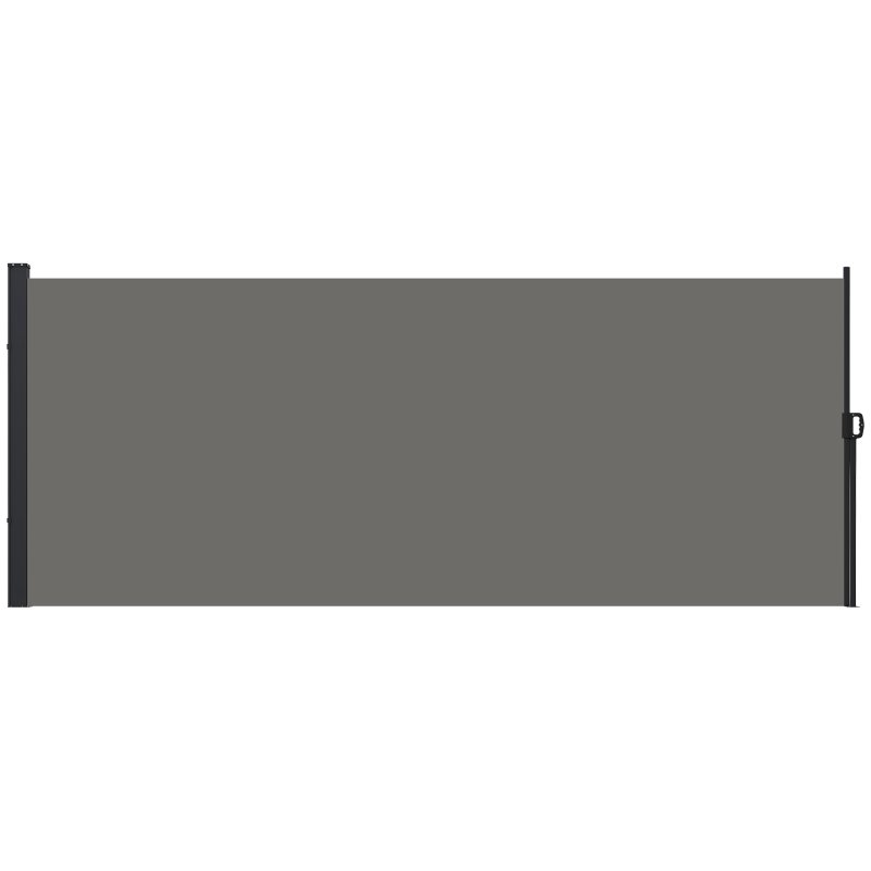Outsunny Retractable Side Awning, Garden Privacy Screen Divider, Full Cassette Wind Breaker for Hot Tub, Balcony, Terrace, Pool, 400 x 180cm, Dark Grey