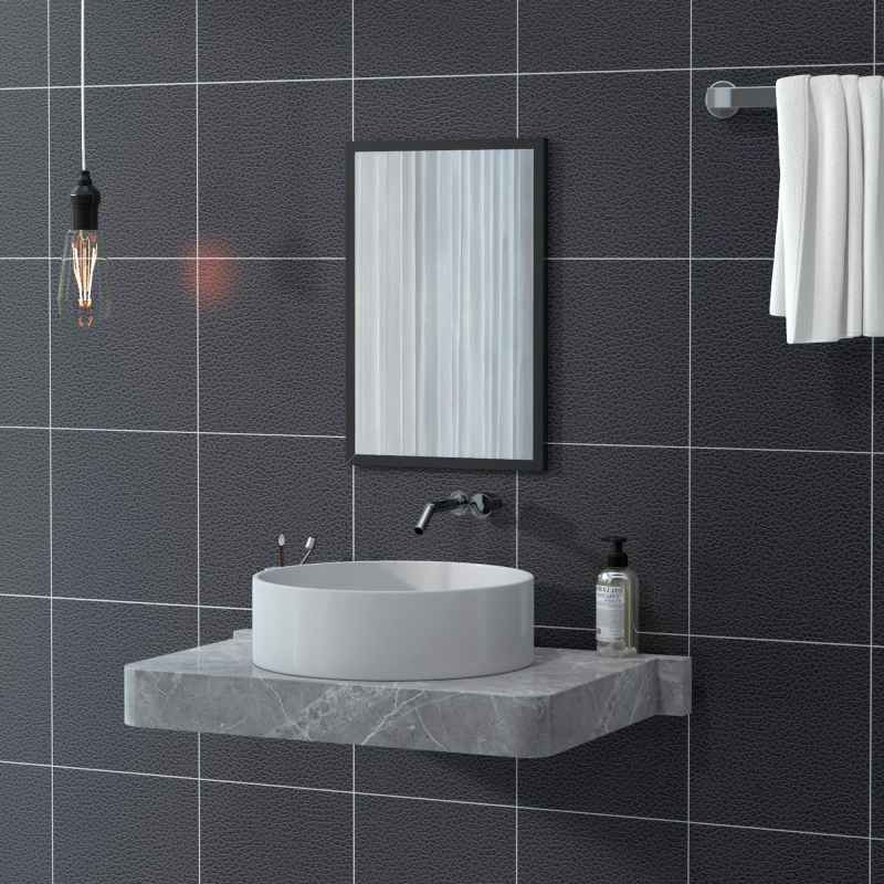 HOMCOM Decorative Rectangular Wall Mirror, 60 x 40 cm Wall-Mounted Bathroom Mirror for Living Room, Bedroom, Hallway, Black