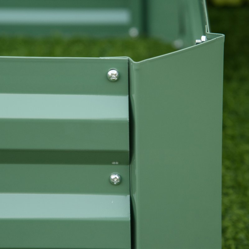 Outsunny Set of 2 291L Raised Garden Bed, Elevated Planter Box with Galvanised Steel Frame for Growing Flowers, Herbs, 100 x 100 x 30 cm, Green