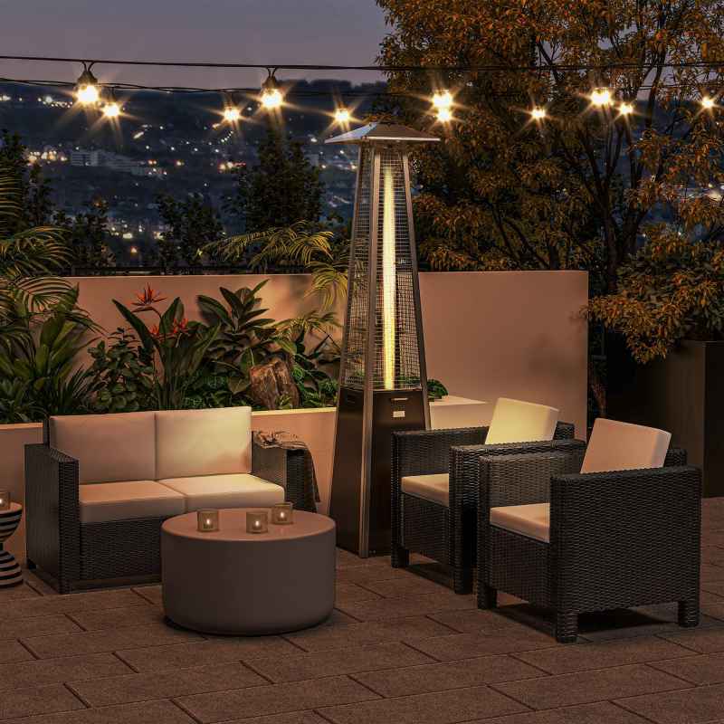 Outsunny Single Seater Rattan Chair, PE Wicker Garden Armchair with 10 cm Thickened Cushion, All-Weather Rattan Garden Chair with Armrests, Black