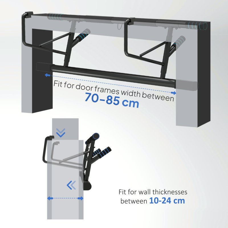SPORTNOW Doorway Pull-Up Bar, No-Drilling Chin-Up Bar, Push-Up Stand with Resistance Bands, Padded Handles for Home Gym Exercise, Blue