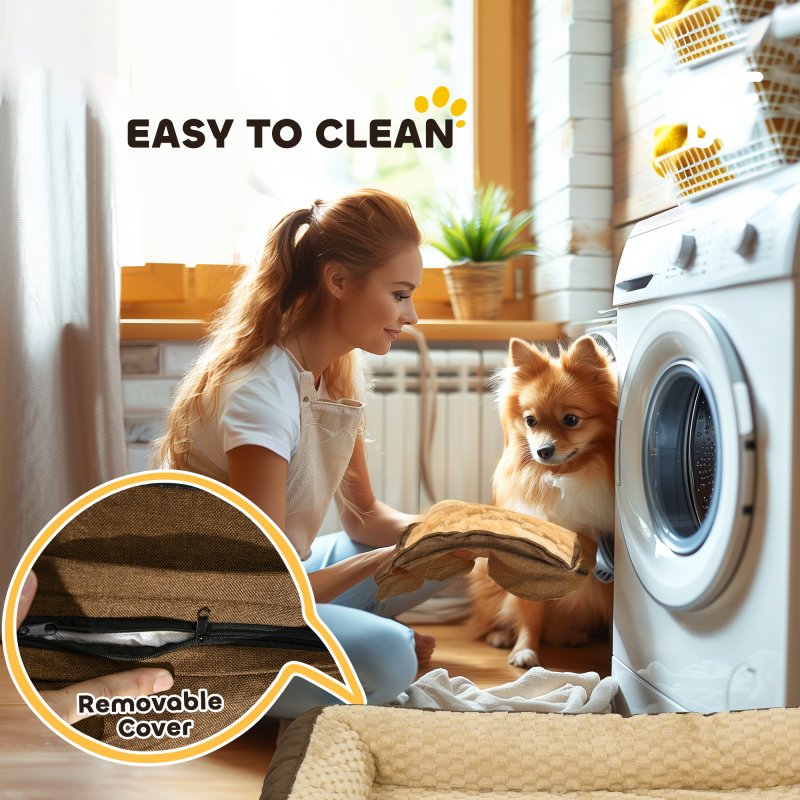 PawHut Dog Sofa Bed Pet Bed Dog Mattress with Removable Washable Cover, Anti-Slip Bottom, for Large Sized Dogs, 120L x 80W x 22Hcm - Brown
