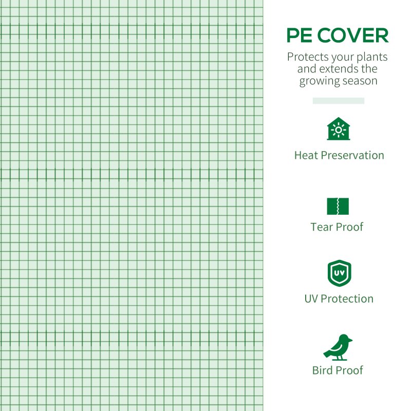Outsunny Walk in Polytunnel Greenhouse, Tomato Greenhouse with Roll-up Window and Door, PE Cover, Steel Frame for Garden, 1.8 x 1.8 x 2 m, Green