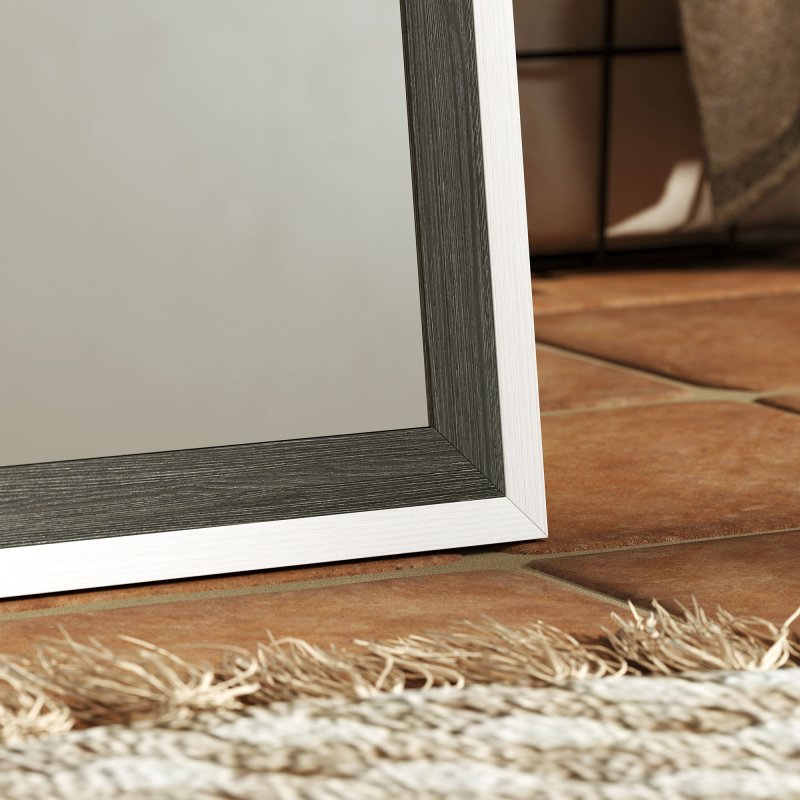 HOMCOM Full Length Mirror, 163 x 53 cm Full Body Mirror with Frame, Free Standing, Hanging or Leaning Against Wall for Bedroom, Living Room, Grey Wood Effect