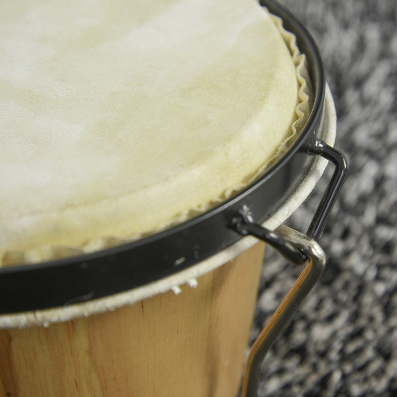 HOMCOM Wooden Bongo Drum Set ??7.75" & ??7" w/ Drum Head, Percussion Instrument, Drums, Tuning Wrench For Adults Beginners