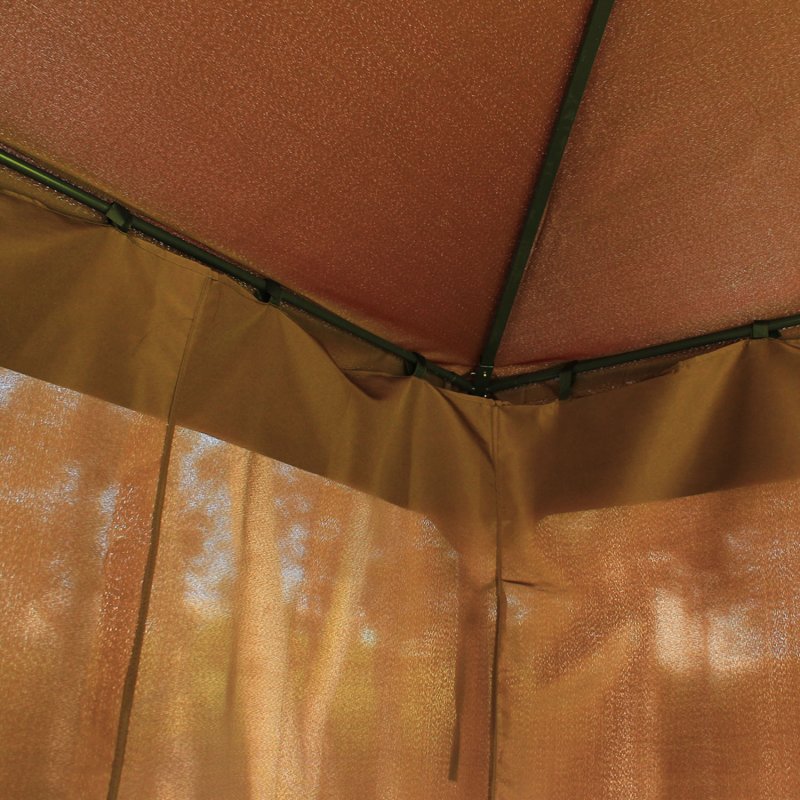 Outsunny 3 x 4m Garden Gazebo, Double Roof Marquee Canopy Shelter with Sidewalls, Solid Steel Frame for Garden, Lawn, Backyard and Deck