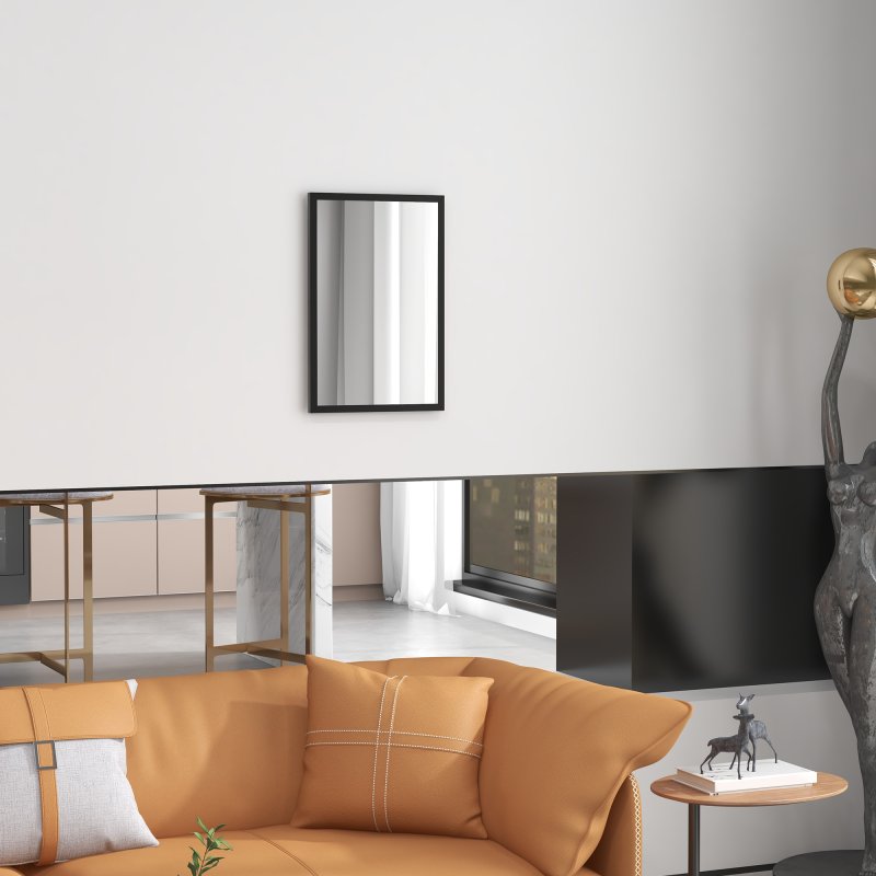 HOMCOM Decorative Rectangular Wall Mirror, 60 x 40 cm Wall-Mounted Bathroom Mirror for Living Room, Bedroom, Hallway, Black