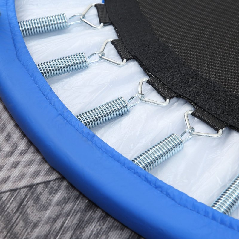 HOMCOM 101 Mini Fitness Trampoline Home Gym Yoga Exercise Rebounder Indoor Outdoor Jumper with Safety Pad, Support Up to 100 KG, Blue and Black