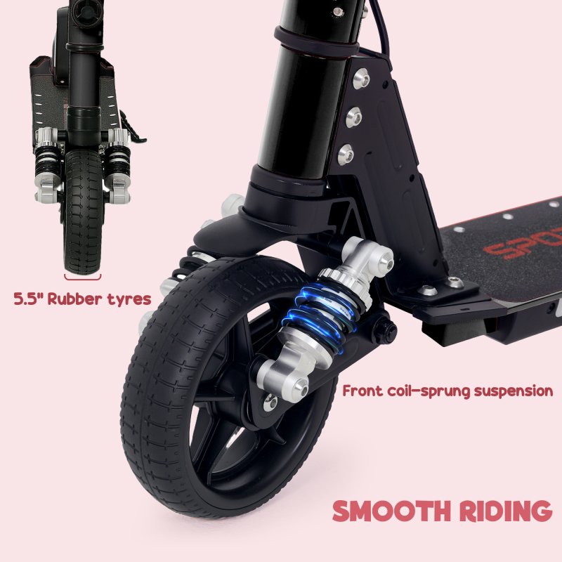 SPORTNOW Electric Scooter for Kids, Folding E Scooter for Age 6-14 with Dual Brakes, Up to 14 KM/H, Maximum Range 6 KM, 6.8kg Lightweight, Front Suspension, LED Colourful Lights, Black