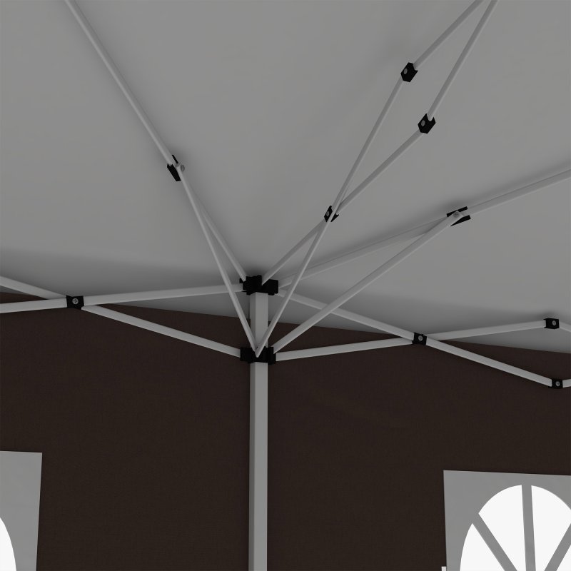 Outsunny 3 x 6 m Pop Up Gazebo with Sides and Windows, Height Adjustable Wedding Camping Party Tent Canopy Marquee with Storage Bag for Garden, Event, Brown
