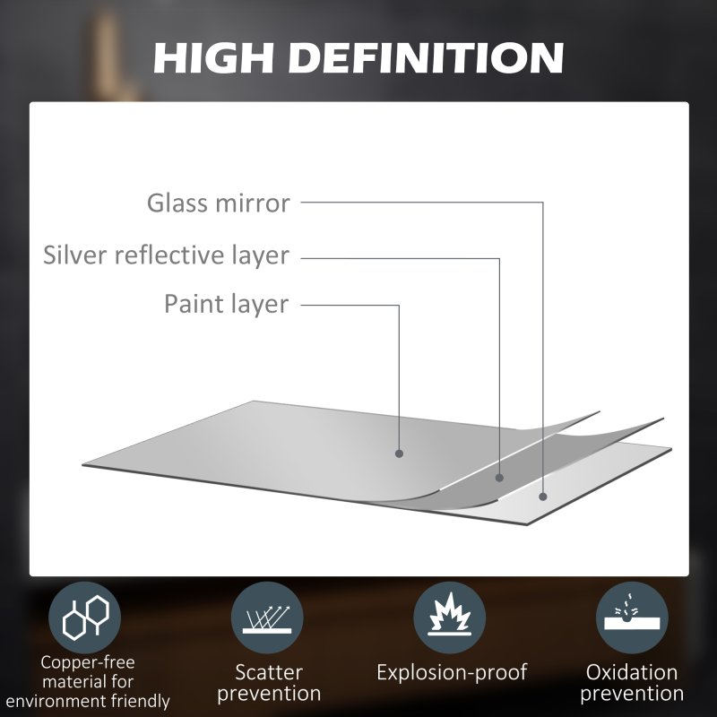 kleankin LED Bathroom Mirror with Lights, 3X Magnifying Mirror, Dimming Lighted Bathroom Mirror, Vanity Mirror with 3 Colour Front and Backlit, Smart Touch, Anti-Fog, Horizontal and Vertical, 80x60cm