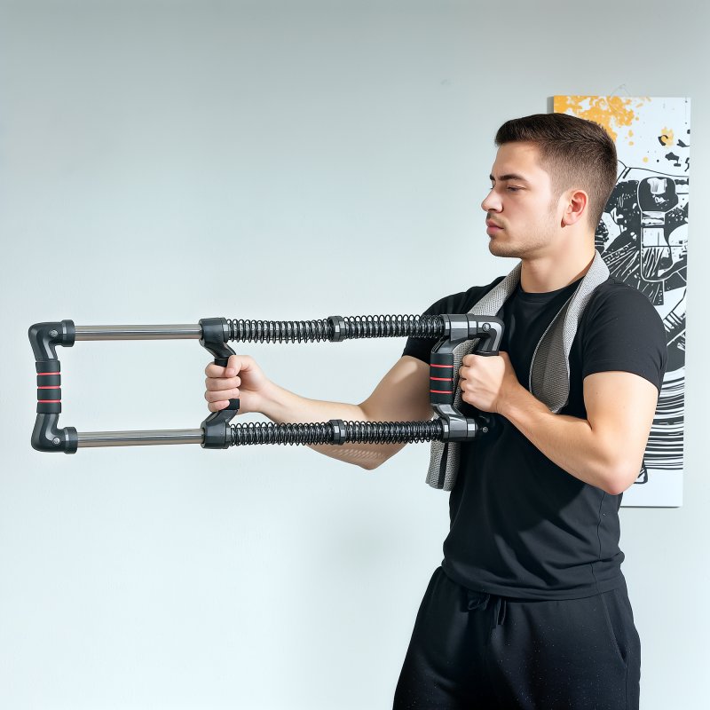 SPORTNOW Chest Expander, Arm Chest Exerciser with 10-50kg Adjustable Spring Resistance, for Home Gym, Office, Travel Workout