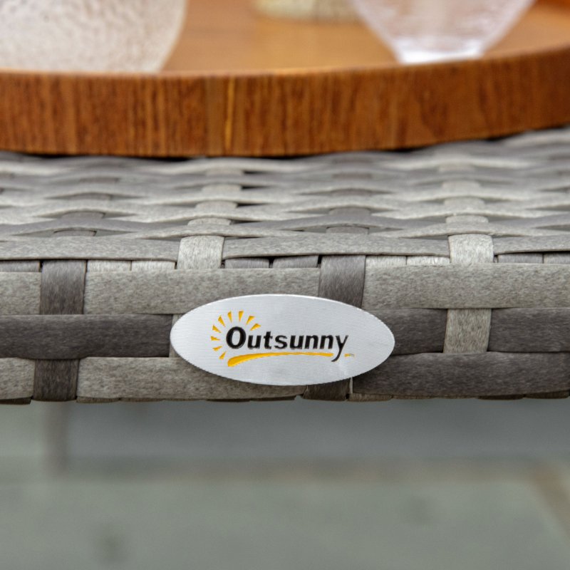 Outsunny Rattan Coffee Table, Patio Wicker Table with All-Weather Material for Garden, Balcony, Backyard, Grey