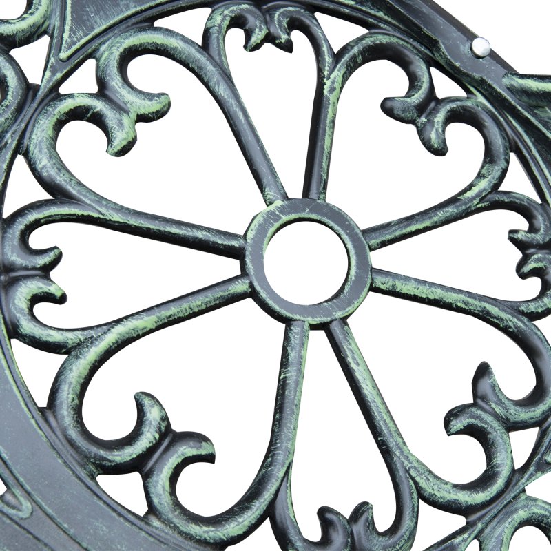 Outsunny 2 Seater Garden Bench, Cast Aluminium Outdoor Garden Loveseat, Antique Rose Style Outdoor Bench Seat with Back and Armrests for Patio, Porch, Park, Green