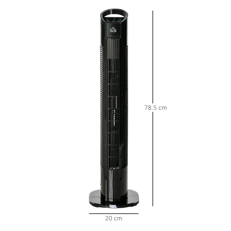 HOMCOM 31" Freestanding Tower Fan, 3 Speed 3 Mode, 7.5H Timer, Oscillating, LED Panel, Remote Control, 31 Inch Standing Fan, Black