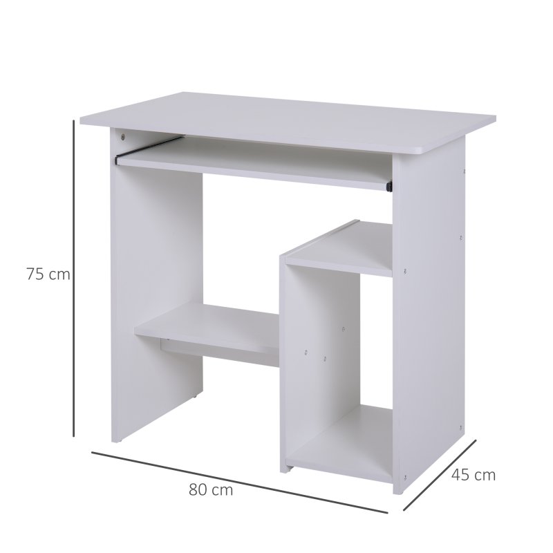 HOMCOM Compact Small Computer Table Wooden Desk Keyboard Tray Storage Shelf Modern Corner Table Home Office