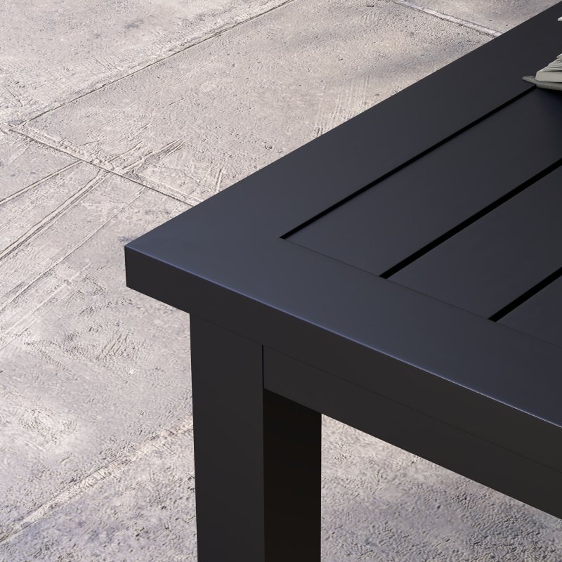 Outsunny Aluminium Outdoor Coffee Table, Rectangular Patio Side Table with Slat Tabletop for Indoor, Garden, Balcony, 100cm x 60 cm, Black