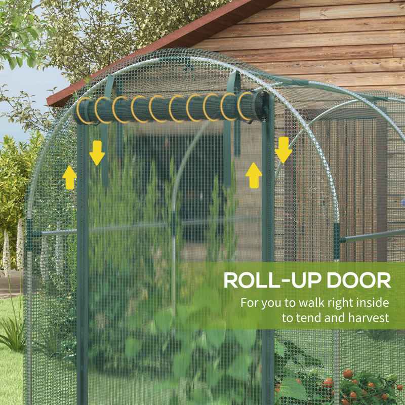 Outsunny Fruit Cage Bird Netting, Heavy Duty Fruit and Vegetable Protection Tent with Zipped Door, Anti Bird, Insects, Small Animals, 1.2 x 2.4 x 1.9m, Green