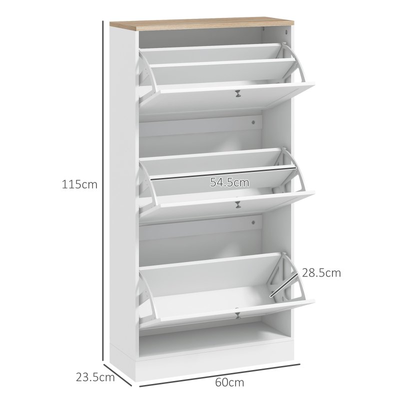 HOMCOM Shoe Cabinet with 3 Flip Drawers, Narrow Shoe Storage Cabinet for 18 Pairs, Freestanding Slim Shoe Rack for Entryway, Hallway