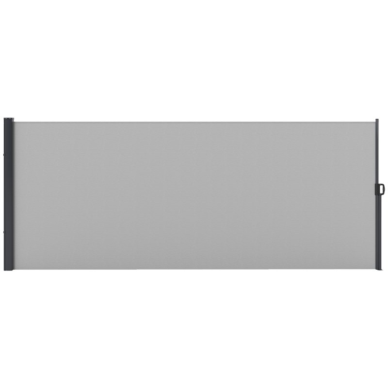 Outsunny Retractable Side Awning, Garden Privacy Screen Divider, Full Cassette Wind Breaker for Hot Tub, Balcony, Terrace, Pool, 400 x 160cm, Light Grey